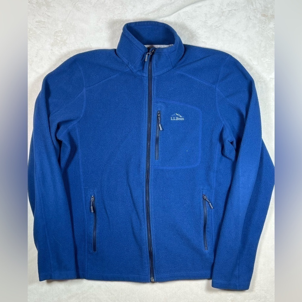Men’s L.L. Bean Medium Slightly Fitted Navy Retro Pile Full Zip Sherpa Coat - Picture 2 of 11